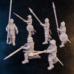 Medieval infantry with spear